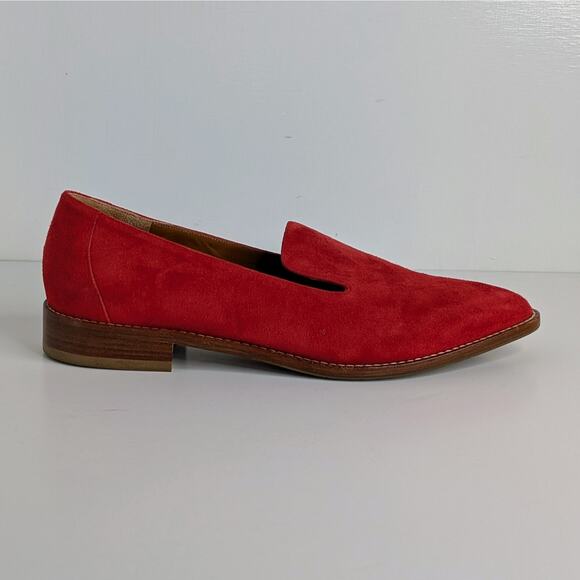 AQUATALIA Golda Loafers Women's 8.5 Red Suede Flats Pointy Toe Slip On - Picture 6 of 13